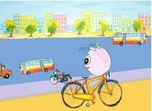 Truyên  xe đạp con trên đường phố 